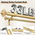 thumbnail image 2 of Gold Double Curtain Rods for Windows 72 to 144 Inch, 1 Inch Adjustable Decorative Crystal Long Dual Curtain Rod, Heavy Duty Vintage Double Drapery Pole with Gold Foil Finials for Living Room, 2 of 12