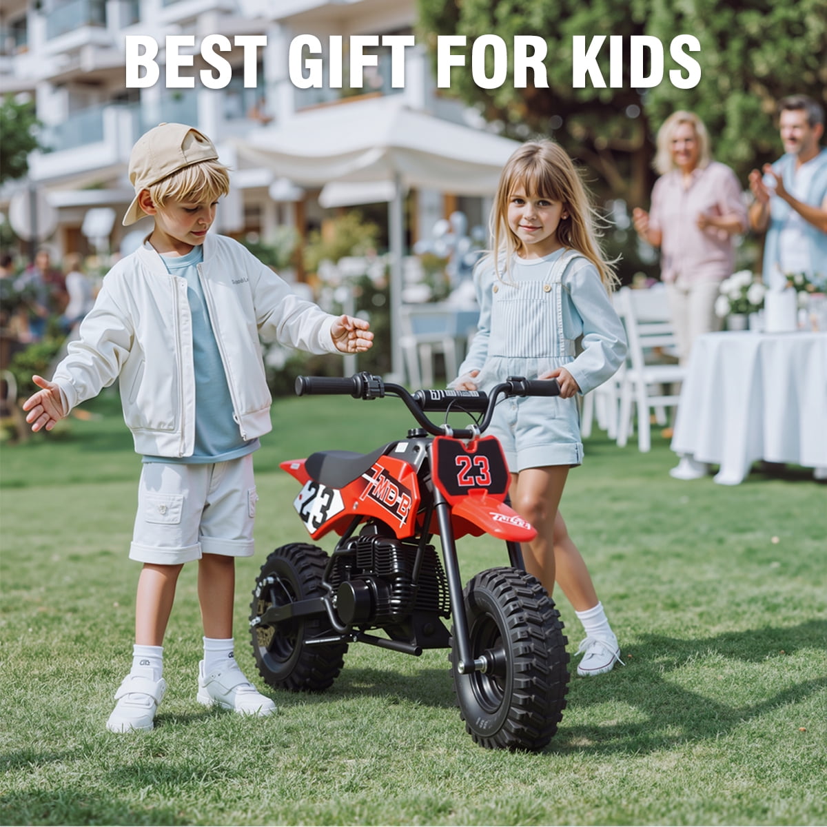 TOXOZERS Gas Dirt Bike, Mini Bike with 13 Inch Knobby Tires,25mph,Supports up to 175 lbs,Red