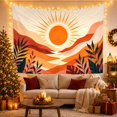 thumbnail image 3 of Retro Sun with Rolling Hills and Tropical Leaves, Energetic Retro for Art Lovers, Sun Wall Art, Housewarming Gift, Tapestry Wall Hanging for Bedroom and Living Room, 3 of 7