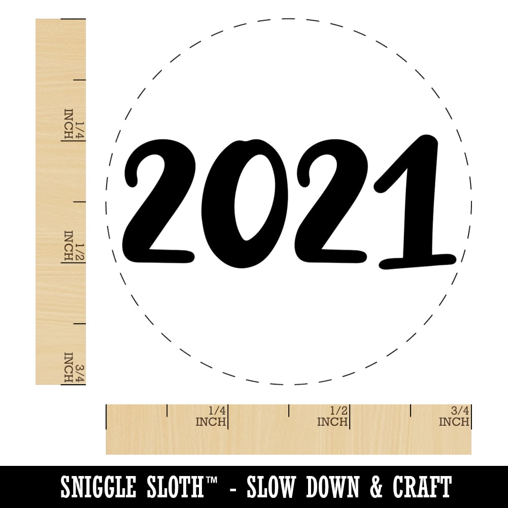 2021 Fun Text Self-Inking Rubber Stamp Ink Stamper - Black Ink - Small 3/4 Inch