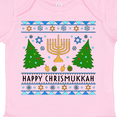 thumbnail image 4 of Inktastic Happy Chrismukkah Sweater Style with Menorah and Trees Boys or Girls Baby Bodysuit, 4 of 5