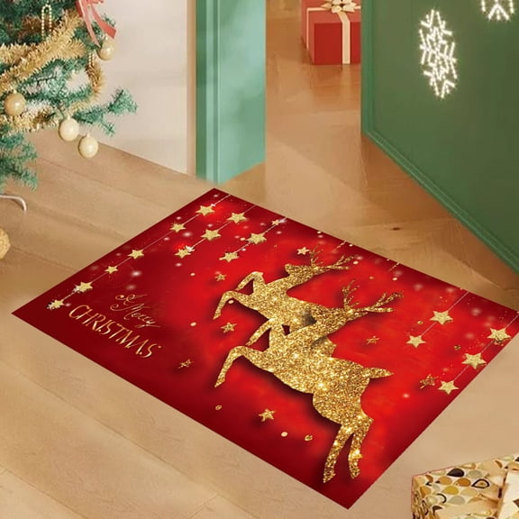 Nkmbld Christmas Indoor Door Mat, Christmas Floor Mat Holiday Decoration Entrance Hall Bedroom Living Room Delicate Edging Non Slip Foot Mat