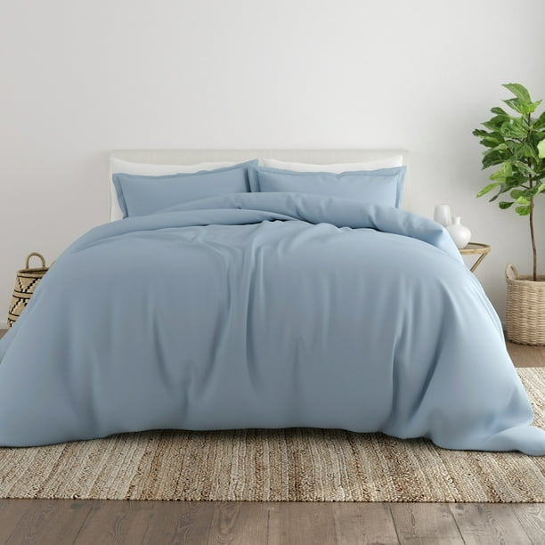 Noble Linens 3Piece Light Blue Duvet Cover Set, King/ Cal King