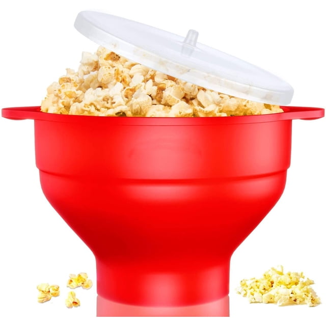Microwave Popcorn Makers (with Lid and Handles) Collapsible Hot Air Popcorn Maker Popper Bowl Rot