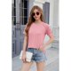 thumbnail image 2 of Camisetas de Corta con Encaje para Mujer, Estilo Ejecutivo, Color Rosa, Talla L, 2 of 9