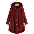 thumbnail image 2 of SDNall Women Plus Size Button Plush Tops Hooded Loose Cardigan Wool Coat Winter Jacket, 2 of 9