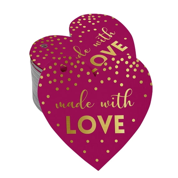 Inkdotpot 100 Pack Real Gold Foil Paper Tag Made With Love Wedding Favor Hang Tag