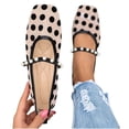 thumbnail image 4 of SuTry Women's Square Toe Flats Polka Dot Mesh Pearl Strap Mary Jane Style Lightweight Comfortable Slip On Casual Walking Shoes Daily Essential(36), 4 of 5