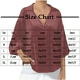 thumbnail image 3 of Hurxie Womens 3/4 Sleeve Tops Button Down Shirts V Neck Pleated Casual Loose Blouses Roll Up Sleeve Shirt Green L, 3 of 5