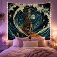 thumbnail image 2 of Ocean Waves Figure with Tiki Totem Character Surfing, Mystical Fantasy for Space Lovers, Galaxy Room Decor, Housewarming Gift, Tapestry Wall Hanging for Bedroom and Dorm, 2 of 7