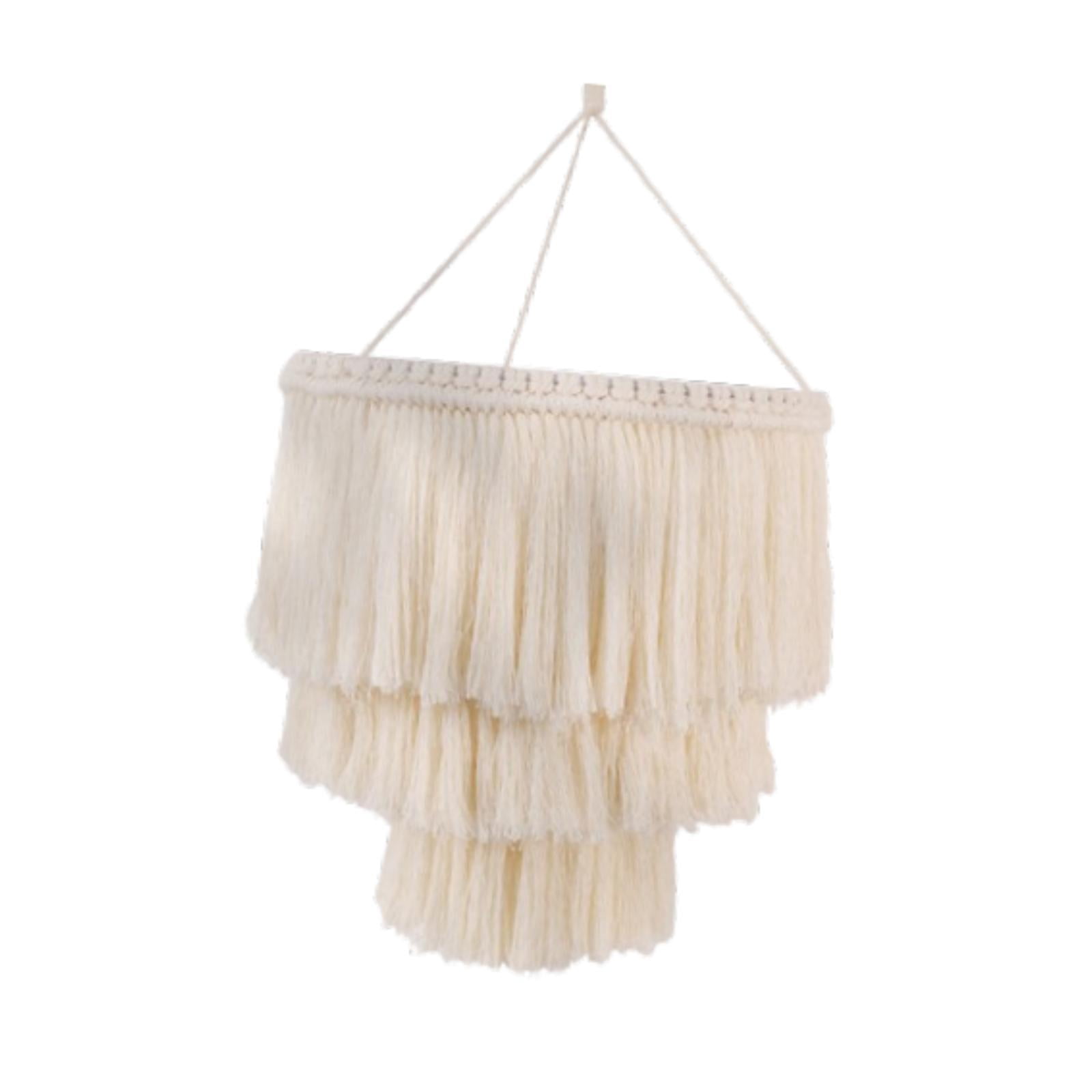 oshhni Macrame Lamp Shade Lampshade Boho Nordic Handmade Cotton Rope Hanging Light Cover Pendant Light Shade for Nursery Office Dorm C