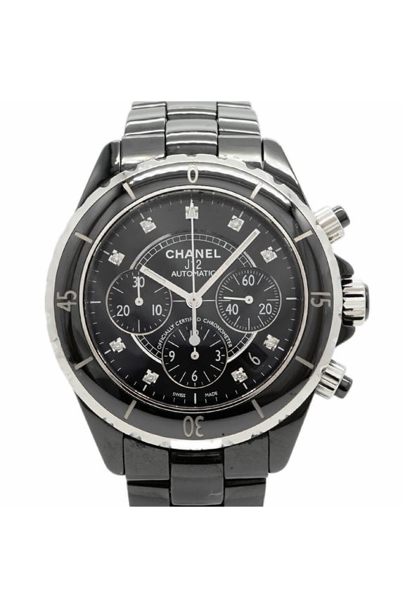 Pre-Owned Chanel J12 Diamond H2419 Black Dial Men's Watch