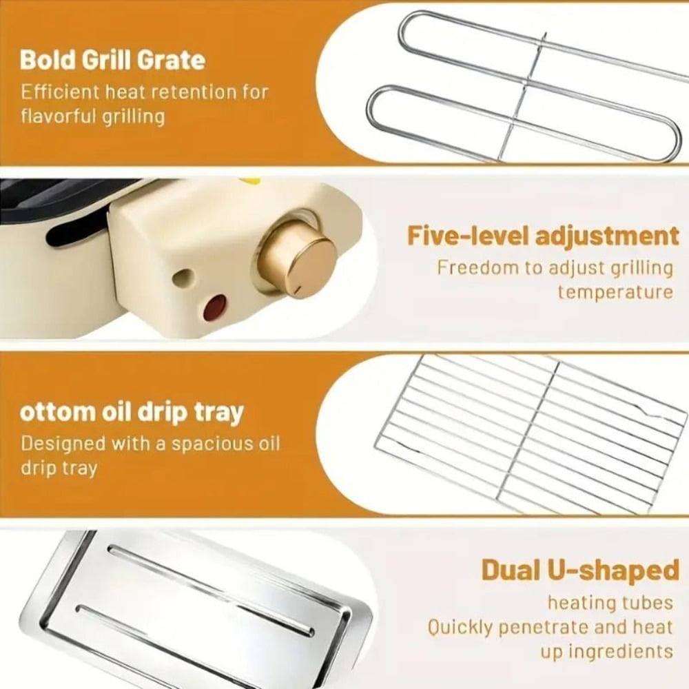 Smoke-free Indoor Electric Grill with Removable Non-stick Baking Tray, Portable Griddle Pan, Dishwasher-safe, Suitable for Hot Pot Cooking, Perfect Gift for Holidays, Christmas, and Other Occasions.