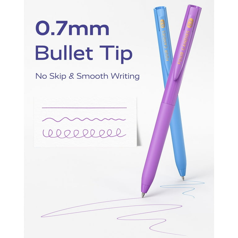 Four Candies Quick Dry Ink Colored Pens Set, 12 Colors Retractable
