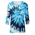 thumbnail image 5 of Oalirro Blue Fashion T Shirt for Women Trendy Summer Round Neck Three-Quarter Sleeve Top XXL, 5 of 5