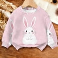 thumbnail image 3 of Girls Easter Bunny Sweatshirt Kids Big Girl Long Sleeve Crewneck Multicolor Cute Rabbit Print Pull Top Polyester Spandex Spring Easter Outfits Sizes 90-170,Size 6-7 T, 3 of 6