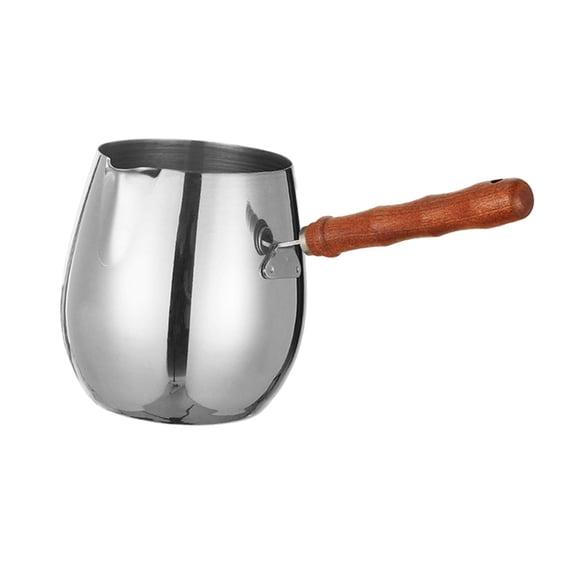 Stainless Steel Turkish Coffee Pot Chocolate Melting Pan Leakproof for Warm Tea Hot Chocolate Sauces Gravies Milk Warmer Pot 300ml