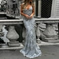 thumbnail image 2 of Lovskoo 2024 Wedding Guest Dresses for Women Evening Gown Sequin Mesh Slim Train Backless Gown Cocktail Dresses 2023 White, 2 of 7