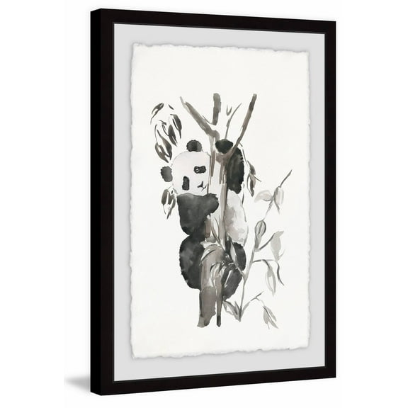 Climbing Panda Framed Painting Art Print, 16.00" x 1.50"