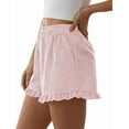 thumbnail image 4 of PRETTYGARDEN Womens Boxer Shorts Y2K Ruffle Shorts Summer Spring Lounge Striped Casual Beach Bottoms Pockets, 4 of 10