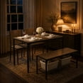 thumbnail image 2 of 43” Dining Table Set with Storage Rack, 4-Piece Kitchen Table with 2 Chairs and Bench for Small Space, Breakfast Nook & Apartment, Gray, 2 of 7