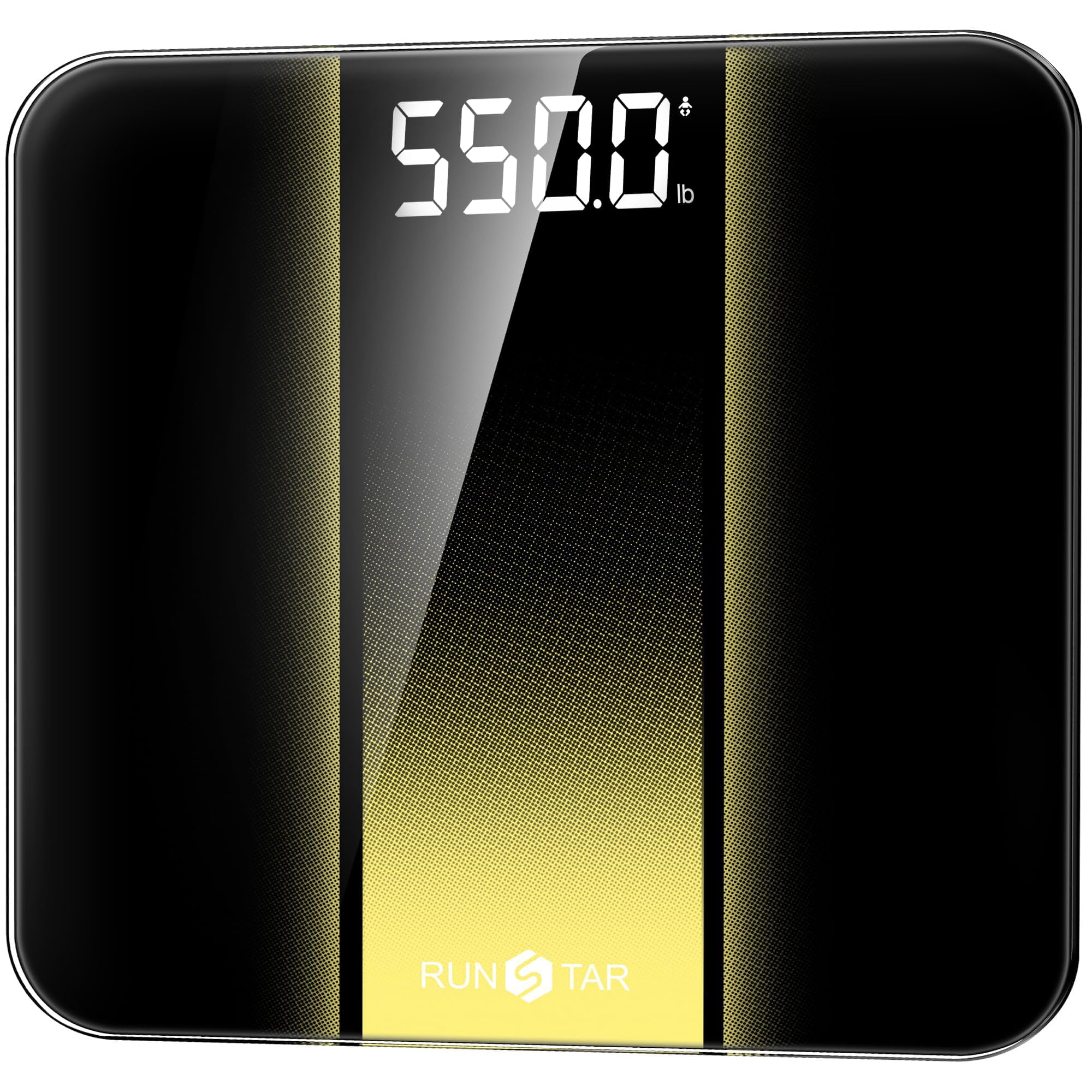 RunStar 14 Inch Scale for Body Weight 550lbs, Extra Wide Platform Digital Bathroom Scale Highly Accurate, Large LED Display, Baby/Pet Mode, 8mm Tempered Glass for Heavy People