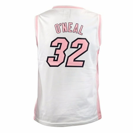 Authentic Nba Basketball Jersey - Shaquille O'Neal Miami Heat NBA Adidas White Official Fan Fashion Pink Basketball Jersey For Girls