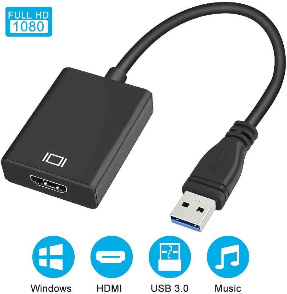 USB 3.0//2.0 to HDMI Multiple Monitors Cable Converter with Audio Compatible with Windows XP 7//8//8.1//10 for PC Laptop Projector HDTV USB to HDMI Adapter 1080P HD Audio Video Cable Converter