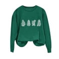 thumbnail image 4 of Halloween Sweatshirt for Women Dressy Rhinestone Ghost Pumpkin Pullover Crewneck Long Sleeve Tops Loose Fit Soft Funny Holiday Tees, 4 of 5
