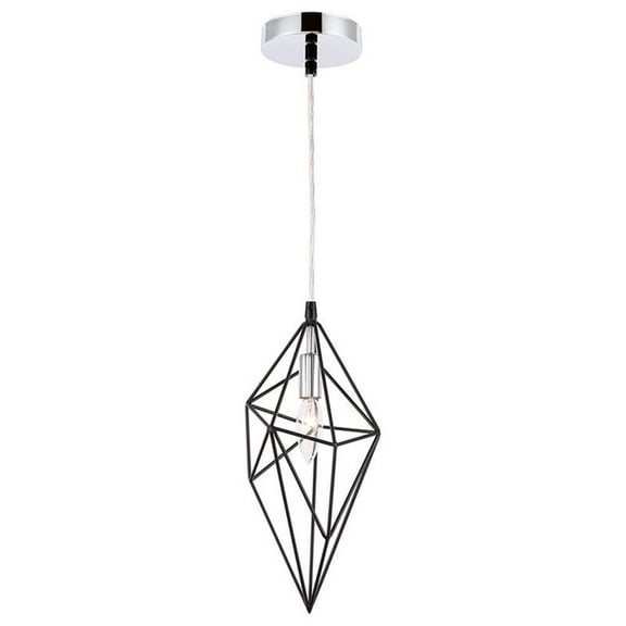 Woodbridge Lighting Lanning 1-Light Metal Mini-Pendant in Black/Chrome
