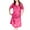 Hot Pink, variant on Women's Satin Pajama Dress Silk Lace V Neck Short Sleeve Nightgown Soft Elegant Knee Length Sleep Shirt