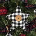 thumbnail image 4 of Black & White Mini Buffalo Plaid Homespun Fabric Star Christmas Ornaments - Set of 3 by JCS, 4 of 4