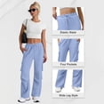 thumbnail image 2 of Livrdious Wide Leg Cargo Sweatpants for Women Casual Drawstring High Waisted Baggy Sweat Pants with Pockets, 30'' Inseam, 2 of 8