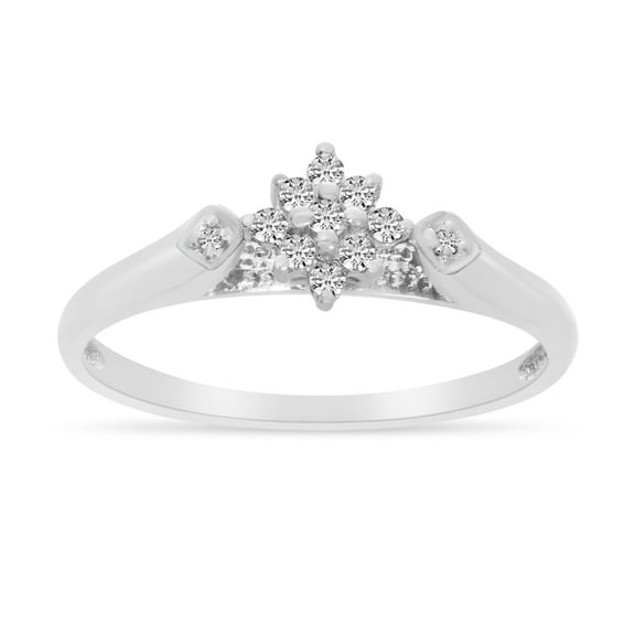 14K White Gold Diamond Cluster Ring
