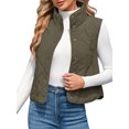 thumbnail image 3 of Women Cropped Lightweight Jacket Sleeveless Button Down Puffer Vest, 3 of 6