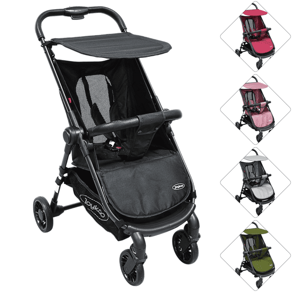 Carriola para Bebé Ligera Plegable Ruedas de Goma Cinturón 5 Puntos Toldo Apta desde 12 Meses Hasta 16 kg - Negro