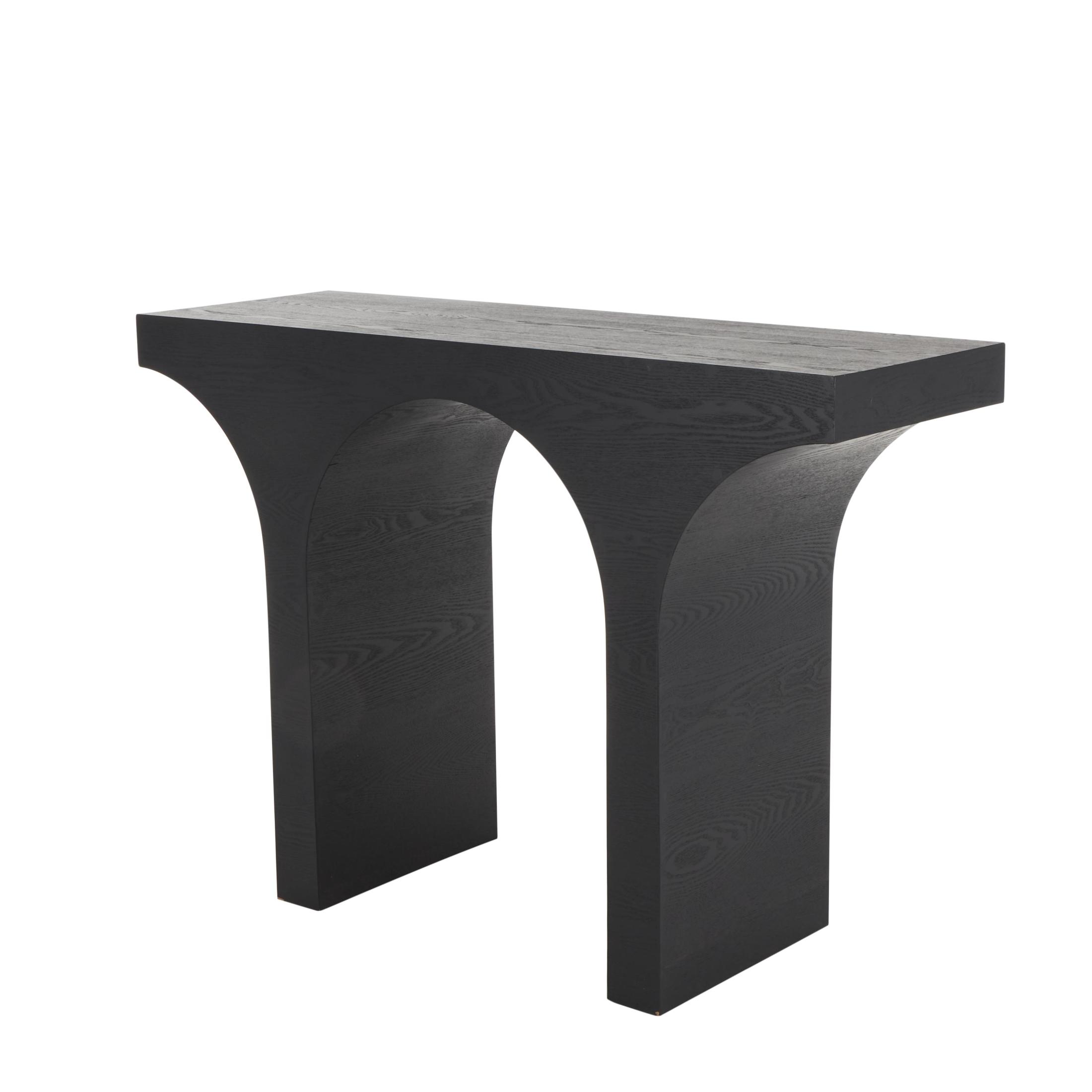 DecMode 45" x 32" Black Wood Cutout Arch Abstract Console Table, 1-Piece