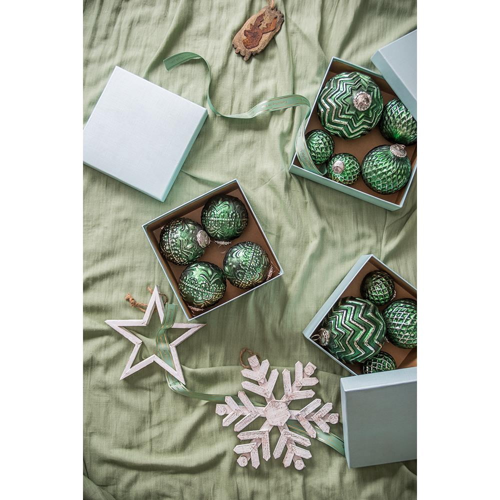 Set of 6 Glass Christmas Ball Ornaments with Aluminium Accent by Riccardo Tree Decor