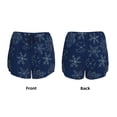 thumbnail image 3 of Balery Snowflake Dark Blue Pantalones cortos deportivos para mujer con forro y dos bolsillos, elásticos, para entrenamiento, gimnasio, yoga-X-Large, 3 of 7