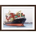 thumbnail image 2 of Art.com Cargo Freight Ship with Stacked Container at Harbor Terminal Photographic Print by Torsakarin, Brown Frame Wall Art, 44" x 32", 2 of 4