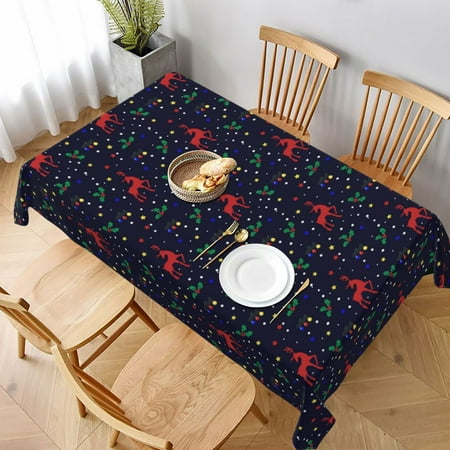 

Table Cloth Rectangle Table Christmas Deer Tablecloth 60 x 90 Inch Wrinkle Resistant Decorative Fabric Table Cover for Dining Party Indoor Outdoor
