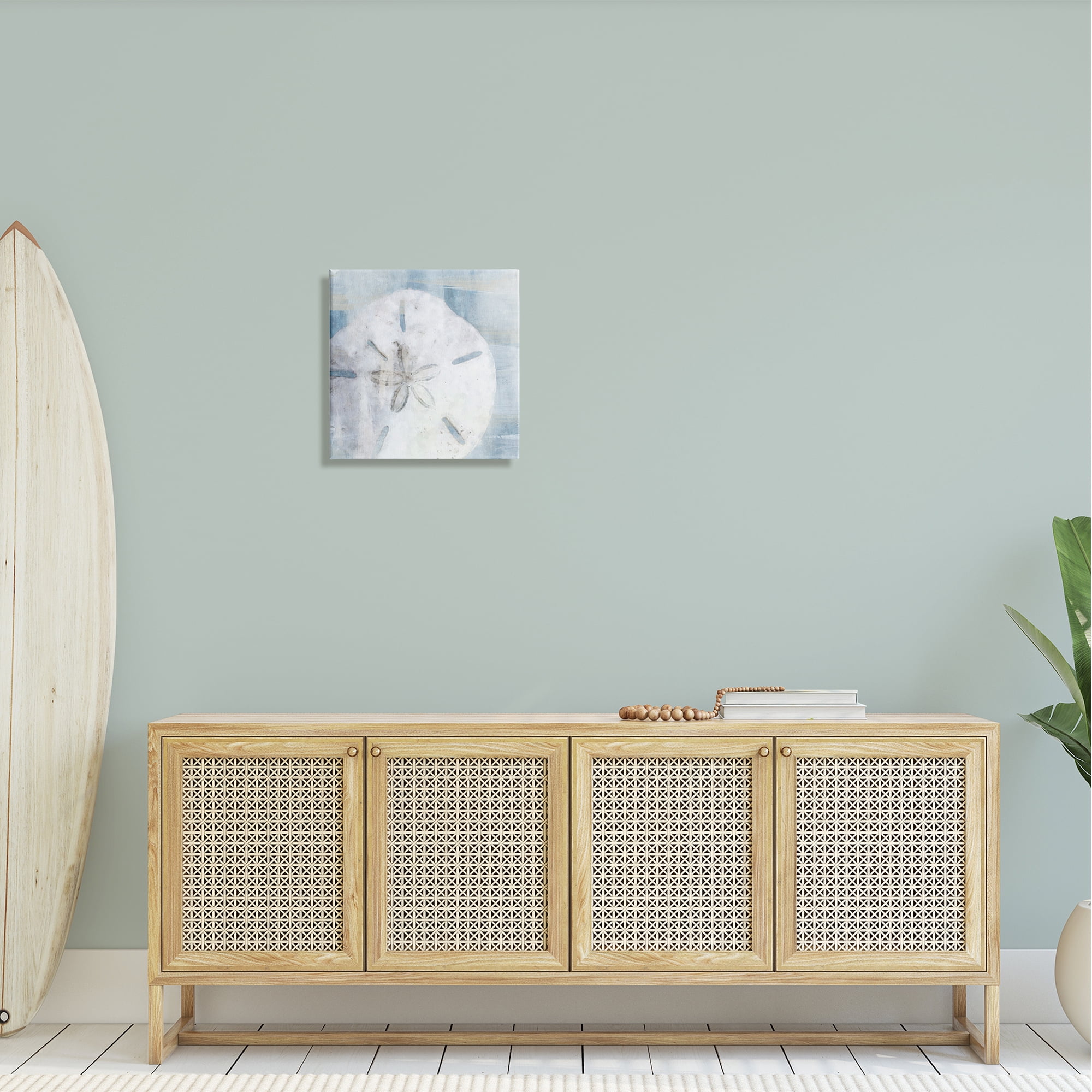 Stupell Pastel Blue Sand Dollar Seashell Landscape Painting Gallery Wrapped Canvas Print Wall Art