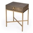 thumbnail image 1 of Butler Specialty Moderne Sullia Table d'Appoint en Cuir à un Tiroir, Or, 1 of 8