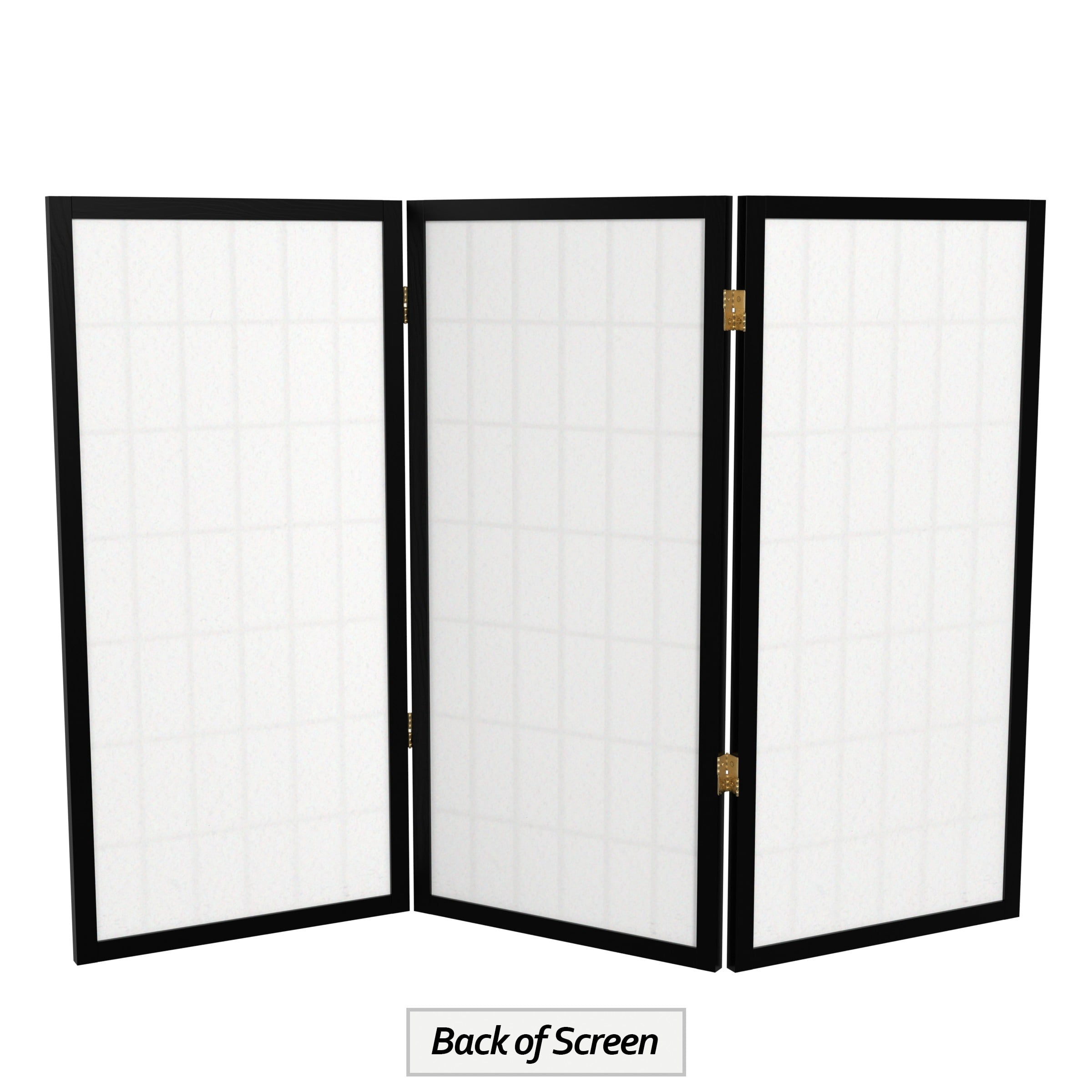 3 ft. Tall Classic Japanese Window Pane Lattice Privacy Screen - Black - 3 Panels