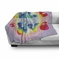 thumbnail image 2 of Groovy Soft Flannel Fleece Blanket, Peace and Love Text in Tie Dye Effect Pattern Energetic Youthful Fun 60s 70s Hippie, Cozy Plush for Indoor and Outdoor Use, 50" x 60", Multicolor, by Ambesonne, 2 of 5