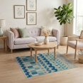 thumbnail image 3 of ODIKA 4'x6' Blue Teal Geometric Striped Contemporary Washable Area Rug Modern Abstract Horizontal Bands With Circles for Bedroom, Reading Nook, Pet Friendly & Non-Shedding, 3 of 7