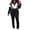 Black, variant on Women's Color Block Turn-down Collar Long Sleeve Zip Up Crop Jacket and Bodycon Pants Set 80s Tracksuit XXL