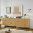 thumbnail image 2 of Lunale 47.2" Bedroom Dresser, 6 Double Dressers with Wavy Drawers, Wooden Chest of Drawers for Living Room, Nature, 2 of 7