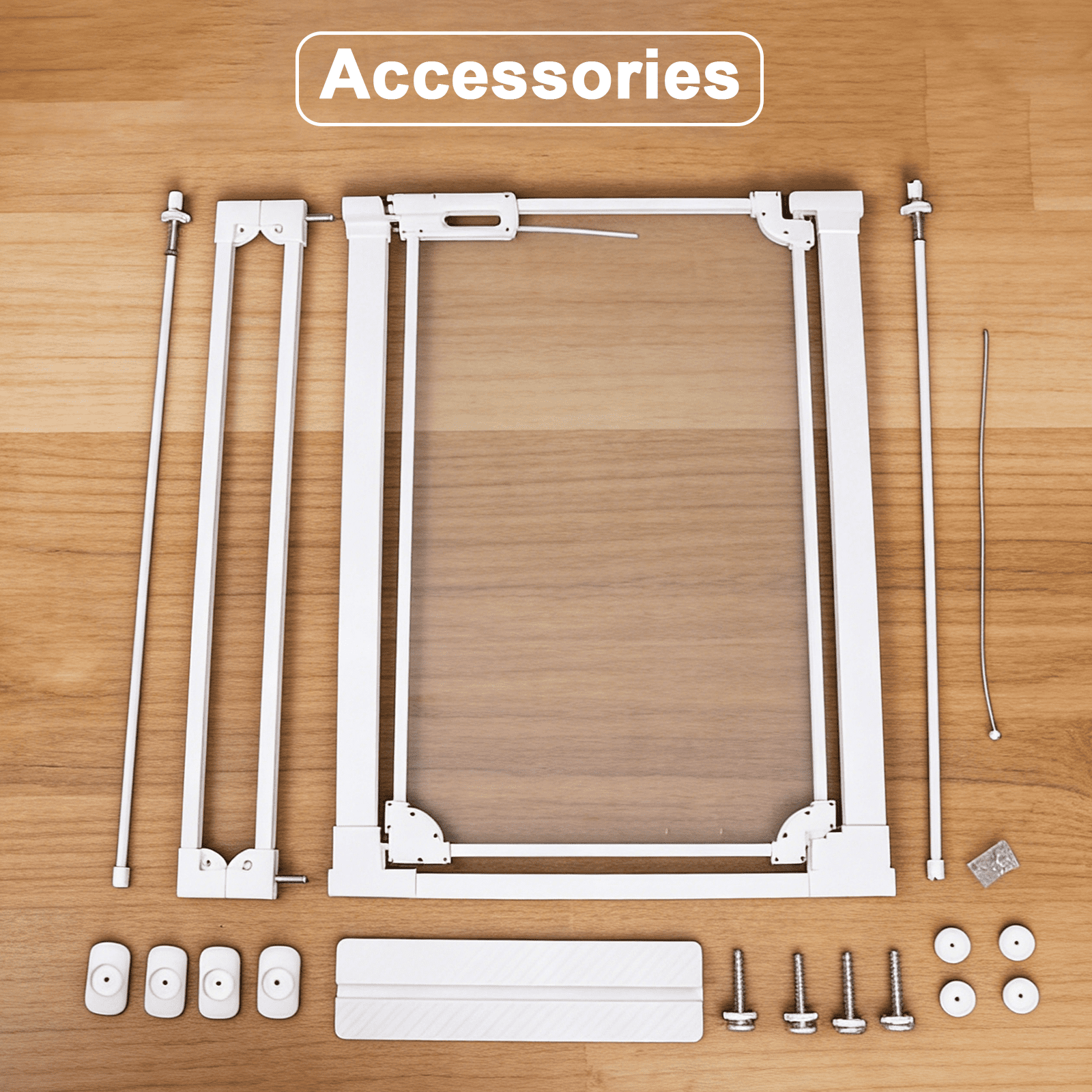 Fairy Baby Tall Clear Baby Safety Gate with Wall Protectors 29-38 in Wide Pressure Mounted Gates White