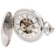 Charles-Hubert Paris 3929 Stainless Steel White Dial Mechanical Pocket Watch